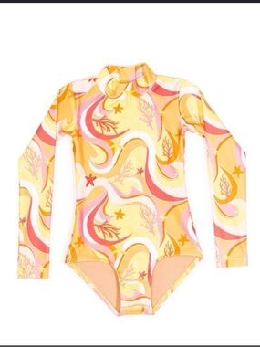 MOTT50 Yellow Print Kelly Long Sleeve‎ Swimsuit